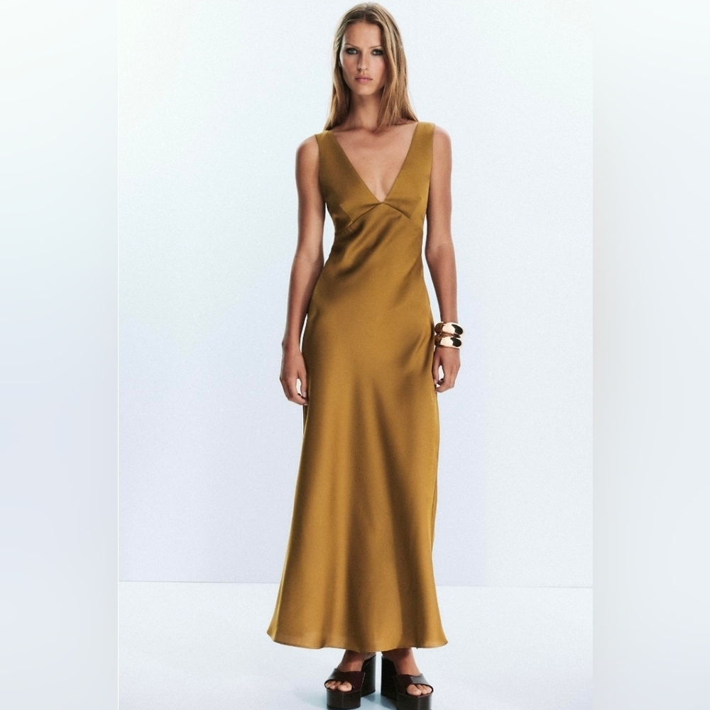 NWT Zara SATIN MIDI DRESS Size Small